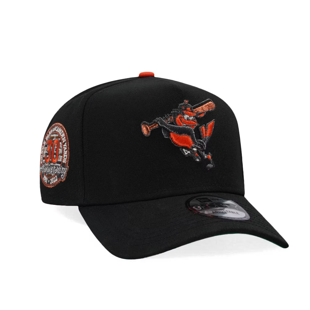 NEW ERA EU EXCLUSIVE NEW ERA HAT 9FORTY SNAPBACK BALTIMORE ORIOLES MLB 30TH ANNIVERSARY KELLY GREEN BOTTOM A FRAME SNAPBACK CAP BLACK-Thesouthcaps