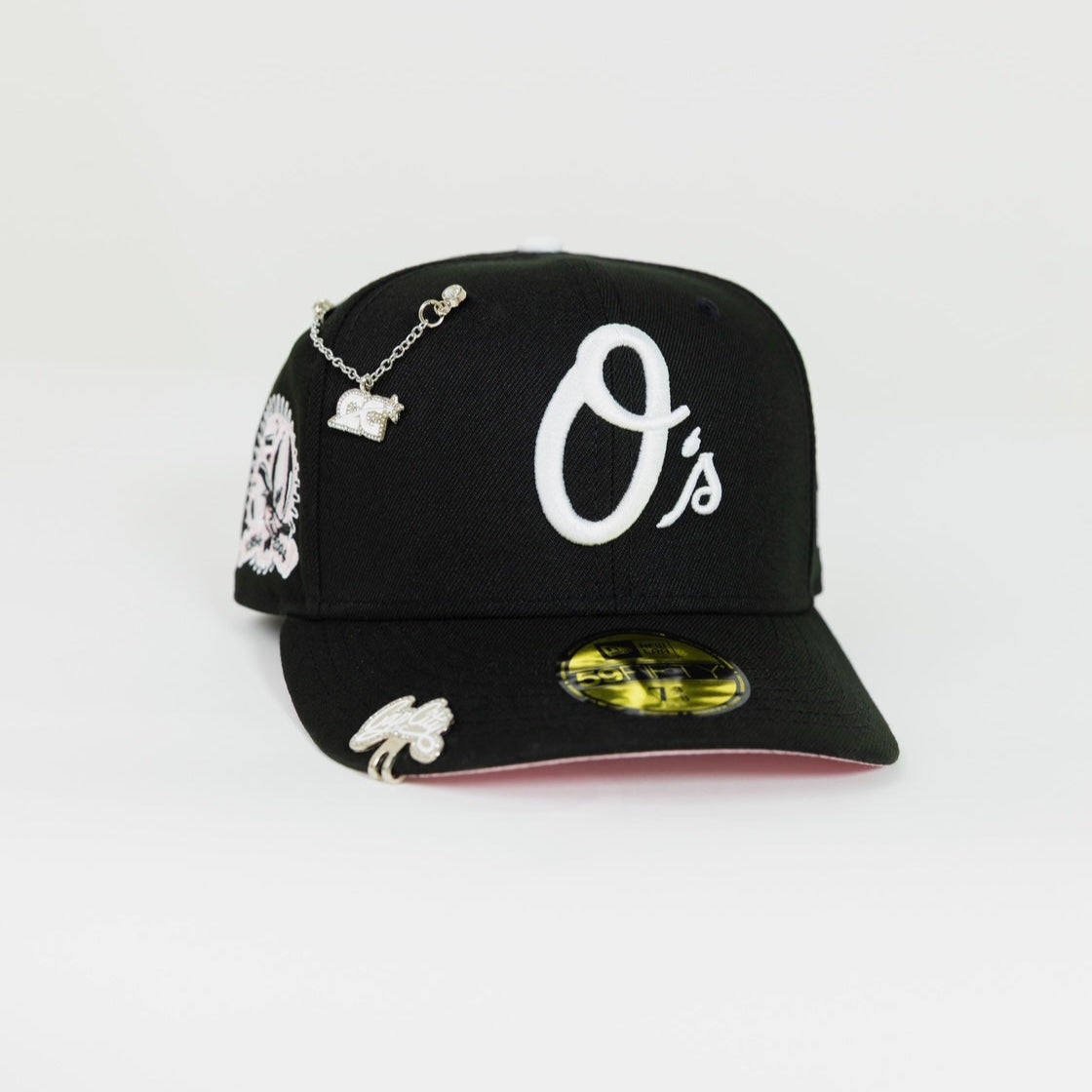 NEW ERA EXCLUSIVE 59FIFTY BLACK BALTIMORE ORIOLES W/ 50TH ANNIVERSARY SIDE PATCH-Thesouthcaps