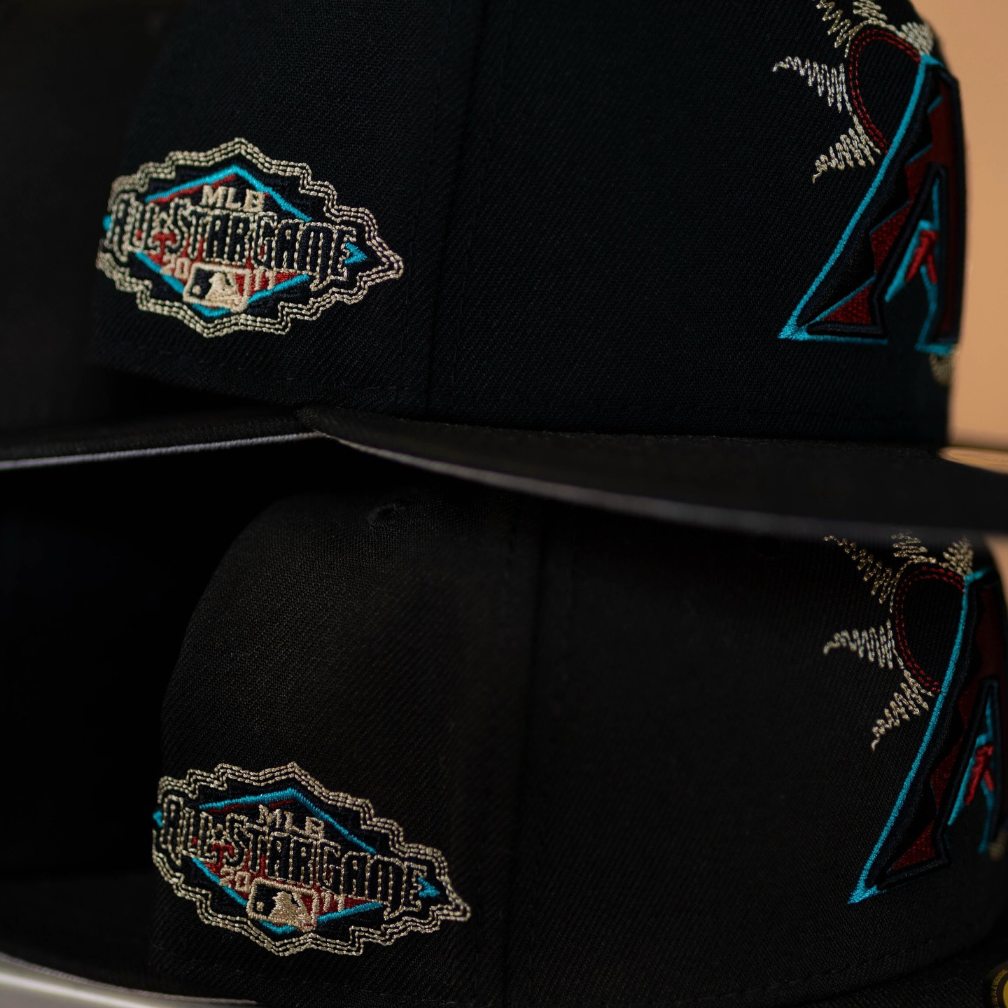 NEW ERA MEN'S ARIZONA DIAMONDBACKS BLACK STATE STITCH 59FIFTY FITTED HAT-Thesouthcaps