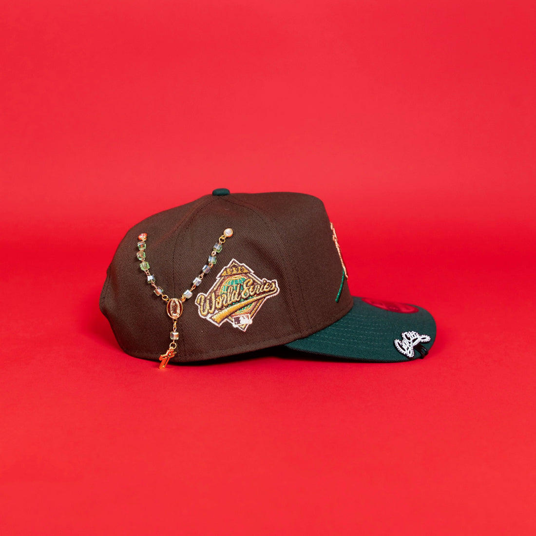 NEW ERA EXCLUSIVE 9FIFTY A-FRAME BROWN/ PINE GREEN NEW YORK YANKEES SNAPBACK W/ ROSE + 1996 WORLD SERIES SIDE PATCH-Thesouthcaps
