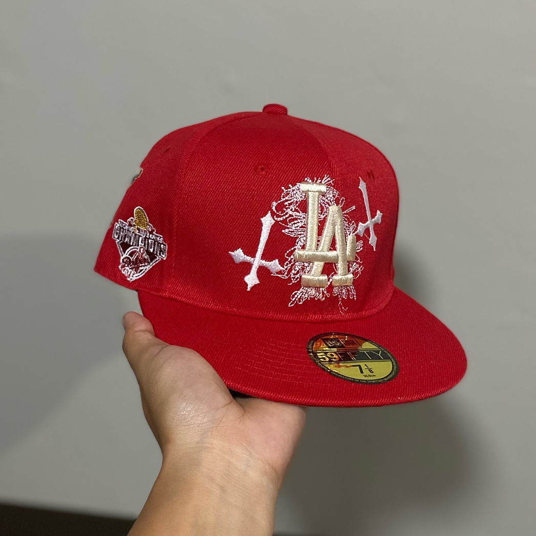 NEW ERA LA NZMU CITY OF ANGELS RED EMBROIDERED CASUAL BASEBALL CAP-Thesouthcaps