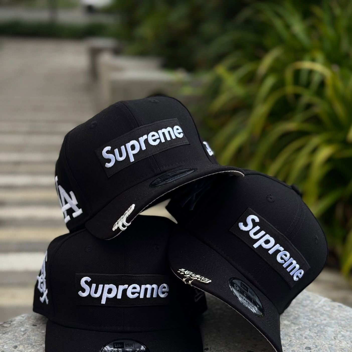 NEW ERA SUPREME X MLB TEAMS BOX LOGO BLACK EMBROIDERED CASUAL