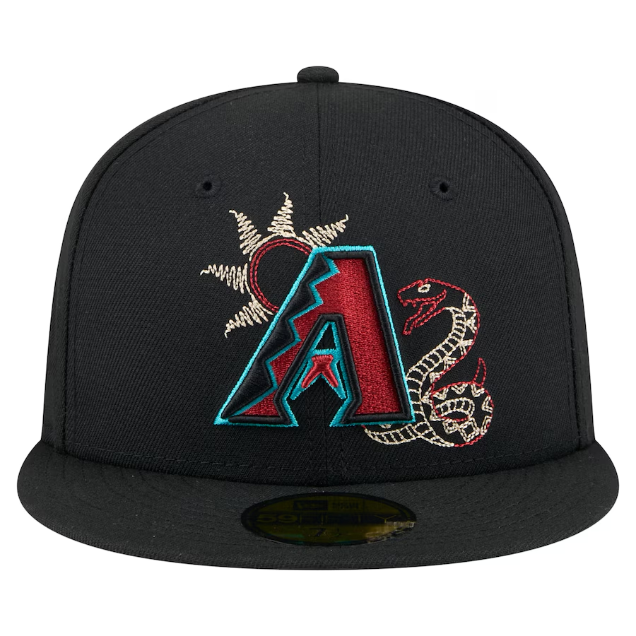 NEW ERA MEN'S ARIZONA DIAMONDBACKS BLACK STATE STITCH 59FIFTY FITTED HAT-Thesouthcaps