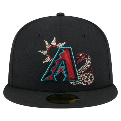 NEW ERA MEN'S ARIZONA DIAMONDBACKS BLACK STATE STITCH 59FIFTY FITTED HAT-Thesouthcaps