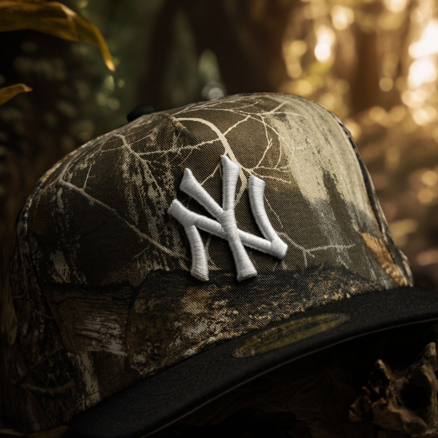 NEW YORK YANKEES MLB TREE EDGE TWO TONE GRAY UV / NEW ERA 59FIFTY A-FRAME CURVE CAP
