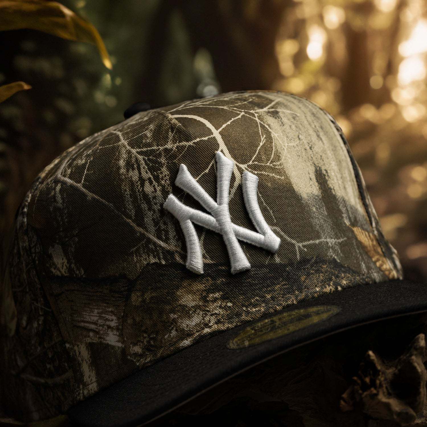 NEW YORK YANKEES MLB TREE EDGE TWO TONE GRAY UV / NEW ERA 59FIFTY A-FRAME CURVE CAP