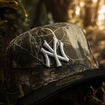 NEW YORK YANKEES MLB TREE EDGE TWO TONE GRAY UV / NEW ERA 59FIFTY A-FRAME CURVE CAP