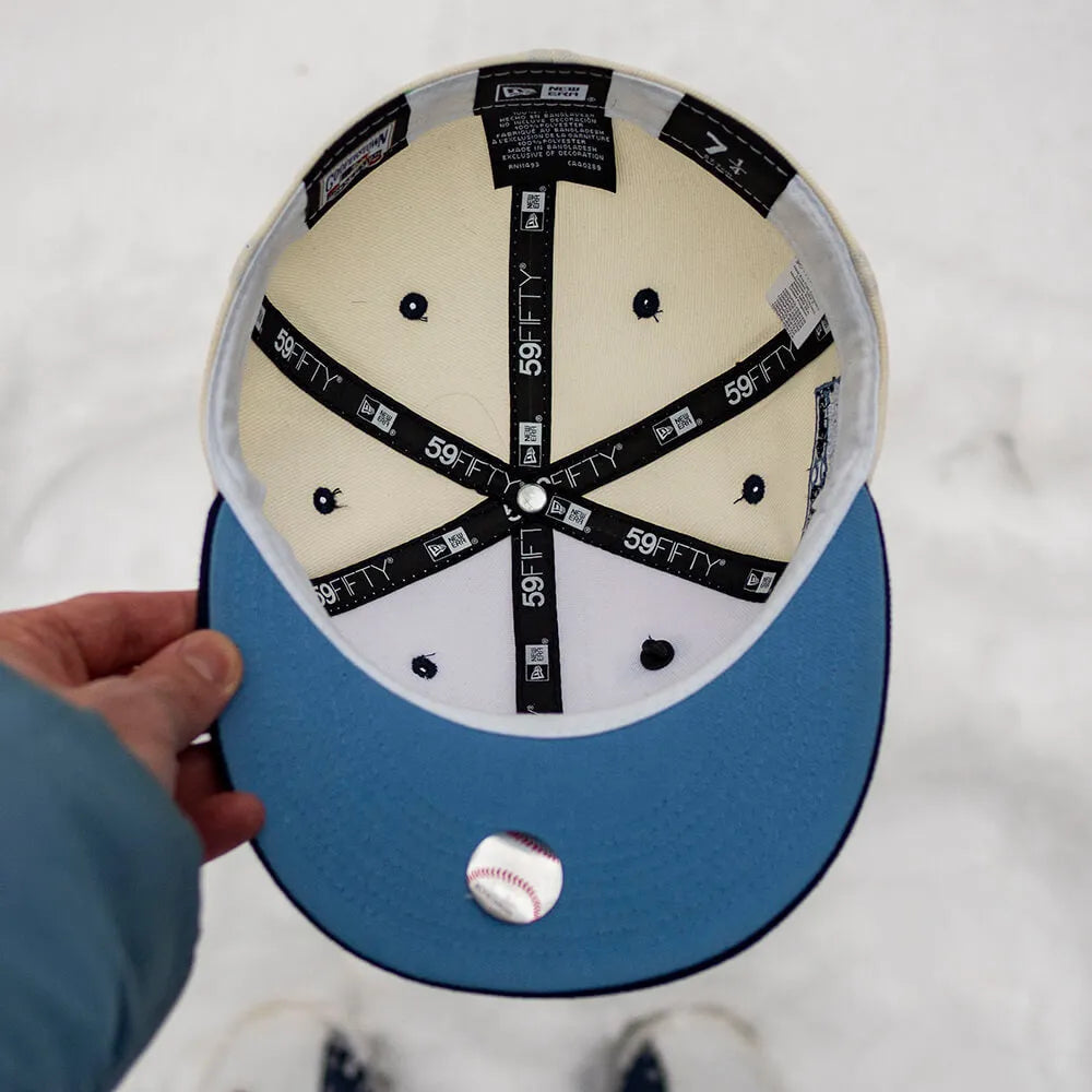 NEW ERA 59FIFTY MLB BROOKLYN DODGERS EBBETS FIELD 1955 TWO TONE/ SKY BLUE UV THE SOUTH CAP-Thesouthcaps