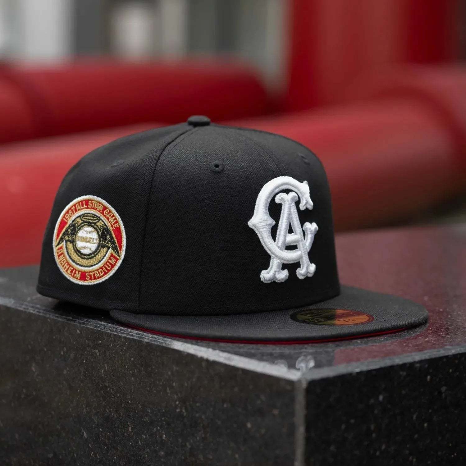 NEW ERA 59FIFTY MLB CALIFORNIA ANGELS ALL STAR GAME 1967 BLACK / SCARLET RED UV FITTED CAP THE SOUTH CAP-Thesouthcaps