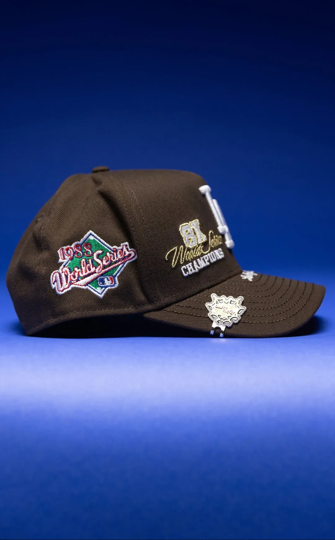 NEW ERA 9FIFTY A-FRAME BROWN LOS ANGELES DODGERS SNAPBACK W/ WORLD SERIES EMBROIDERY PATCHES THE SOUTH CAP