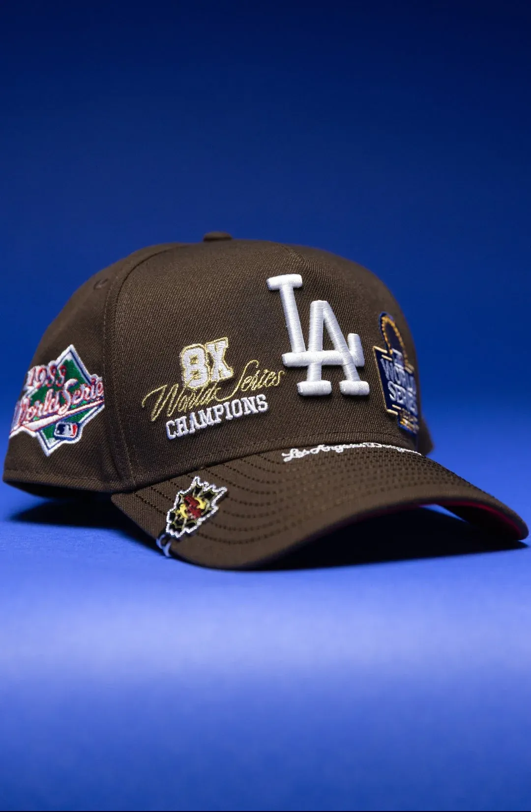 NEW ERA 9FIFTY A-FRAME BROWN LOS ANGELES DODGERS SNAPBACK W/ WORLD SERIES EMBROIDERY PATCHES THE SOUTH CAP