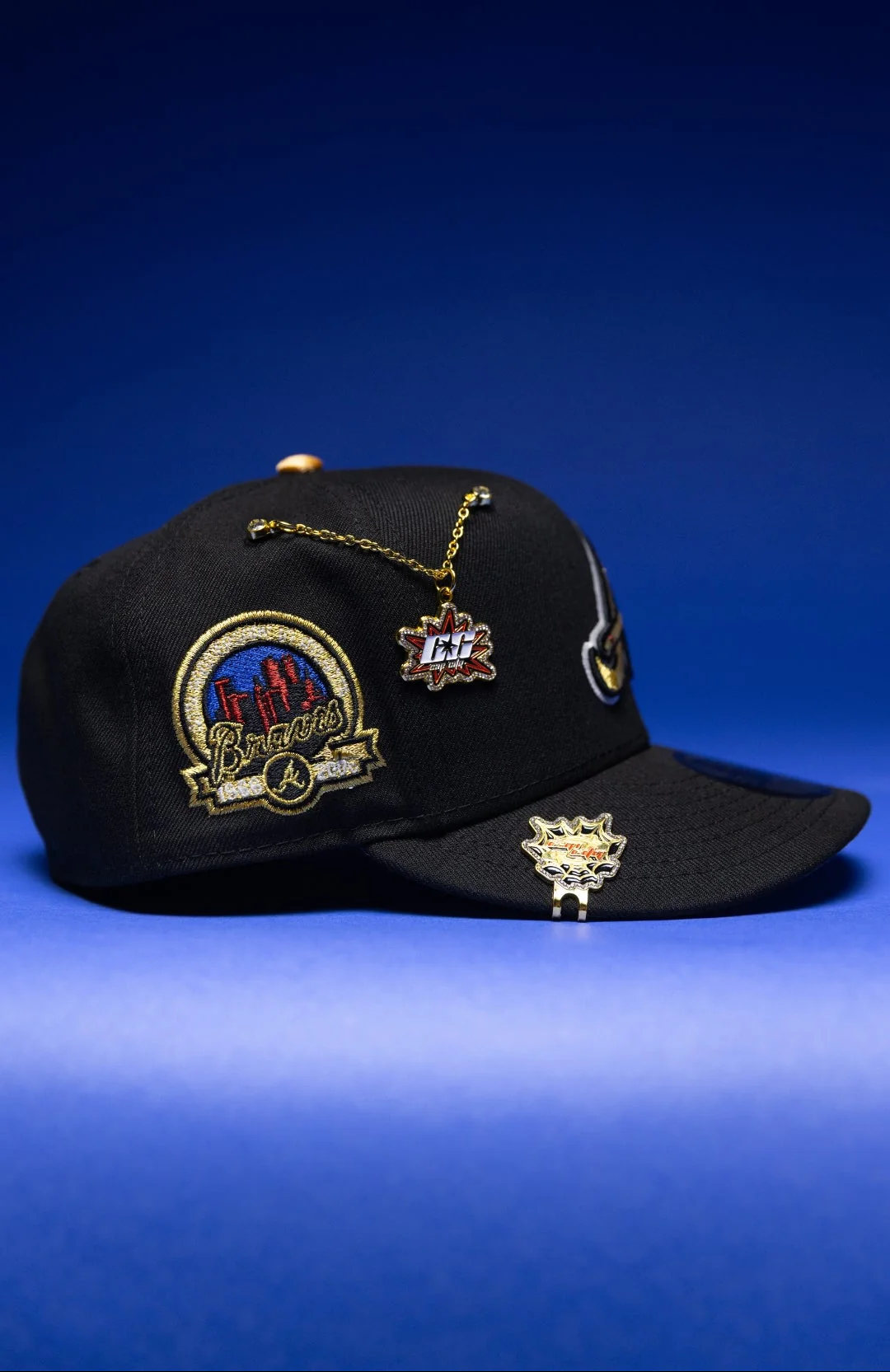 NEW ERA EXCLUSIVE 59FIFTY BLACK ATLANTA BRAVES W/ ANNIVERSARY SIDE PATCH THE SOUTH CAP