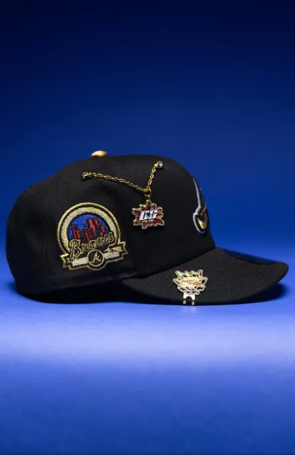 NEW ERA EXCLUSIVE 59FIFTY BLACK ATLANTA BRAVES W/ ANNIVERSARY SIDE PATCH THE SOUTH CAP