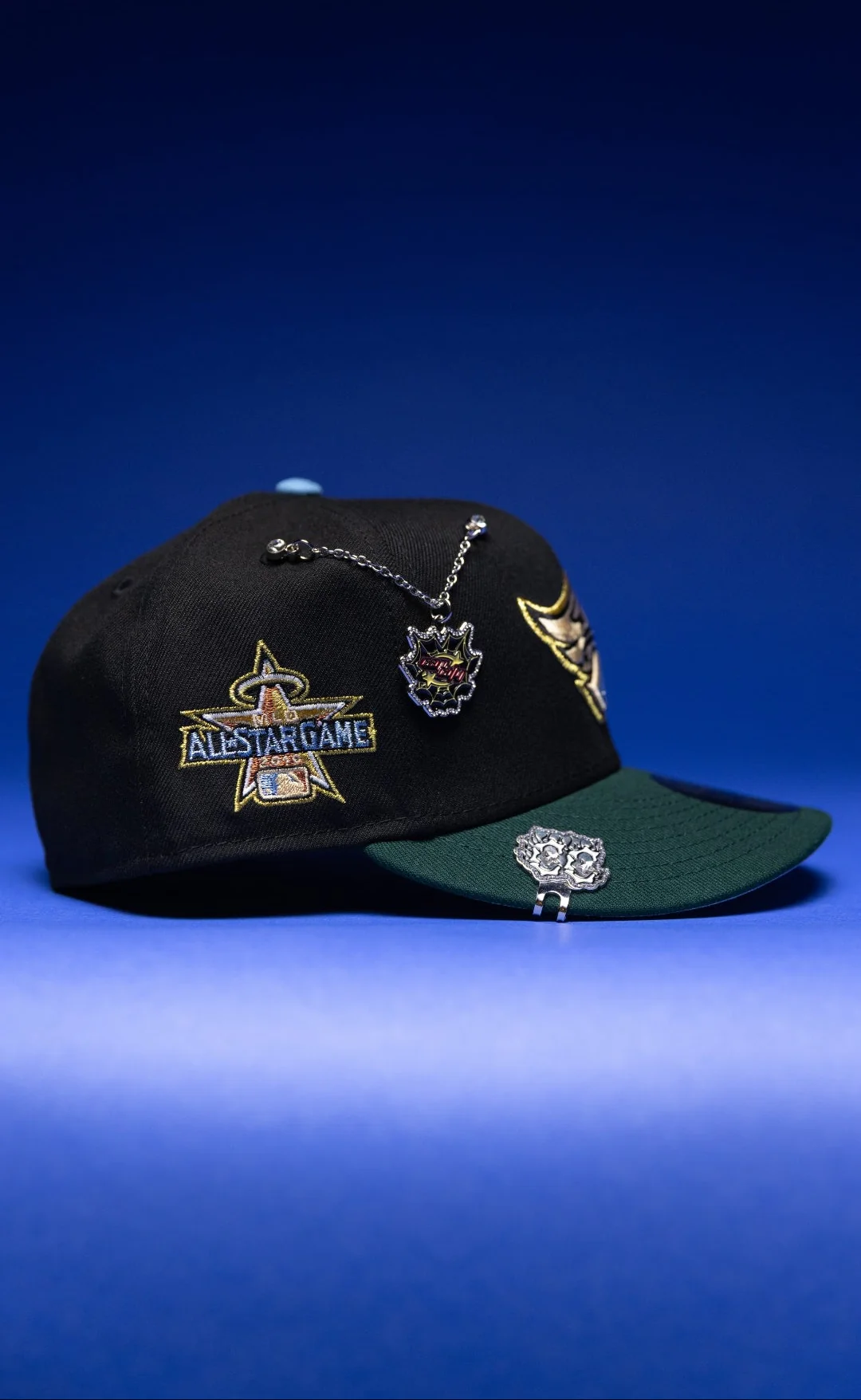 NEW ERA EXCLUSIVE 59FIFTY BLACK/FOREST GREEN ANAHEIM ANGELS W/ 2019 ALL STAR GAME SIDE PATCH THE SOUTH CAP