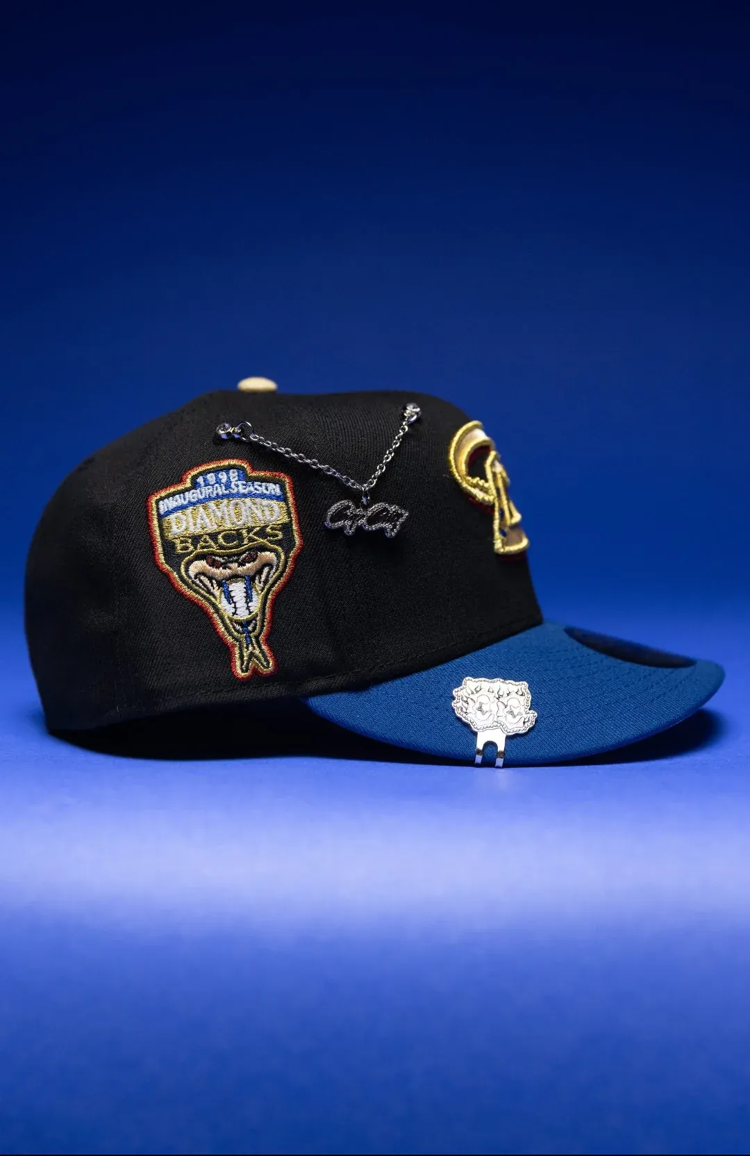 NEW ERA EXCLUSIVE 59FIFTY BLACK/NAVY ARIZONA DIAMONDBACKS W/ 1998 INAUGURAL SEASON SIDE PATCH THE SOUTH CAP