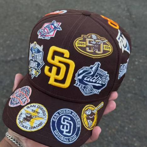 NEW ERA SAN DIEGO PADRES HERITAGE PATCH SNAPBACK CAP – BROWN FLAT BRIM EMBROIDERED BASEBALL HAT-Thesouthcaps