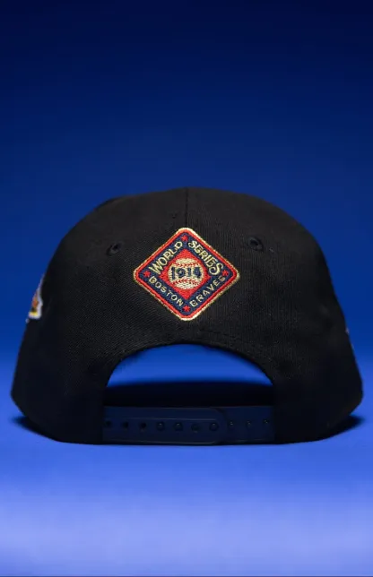 NEW ERA 9FIFTY A-FRAME BLACK ATLANTA BRAVES SNAPBACK W/ WORLD SERIES EMBROIDERY PATCHES THE SOUTH CAP