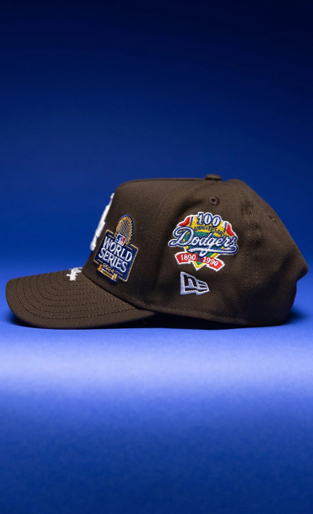 NEW ERA 9FIFTY A-FRAME BROWN LOS ANGELES DODGERS SNAPBACK W/ WORLD SERIES EMBROIDERY PATCHES THE SOUTH CAP