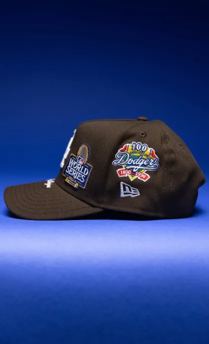 NEW ERA 9FIFTY A-FRAME BROWN LOS ANGELES DODGERS SNAPBACK W/ WORLD SERIES EMBROIDERY PATCHES THE SOUTH CAP