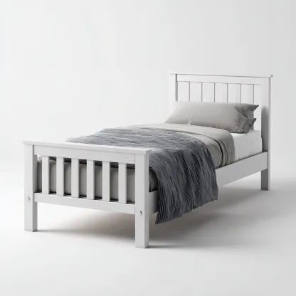Letto singolo in legno 200x100x95 cm - bianco - stile moderno per camera da letto-Domainene