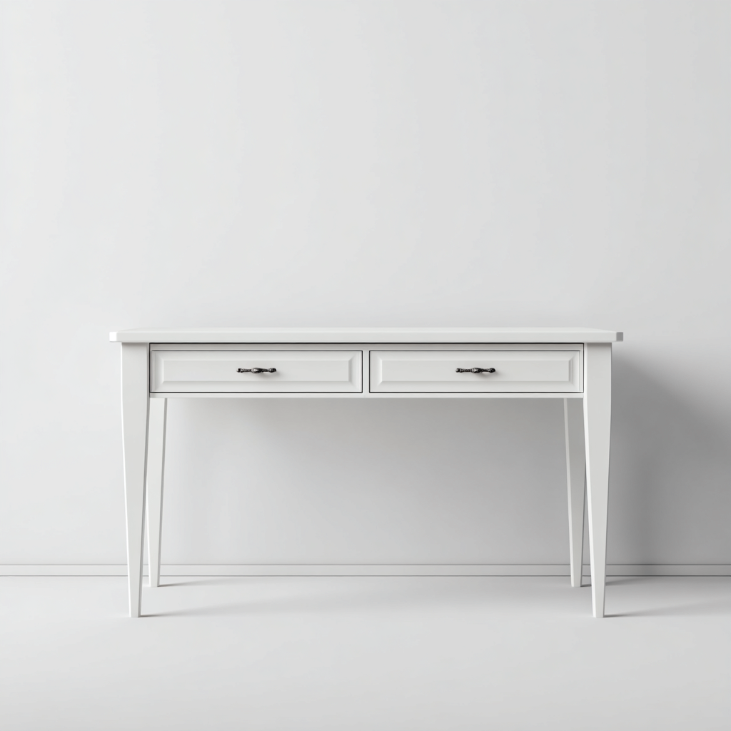 Scrivania - legno 120x55x75 cm - bianco - per studio - design classico-Domainene