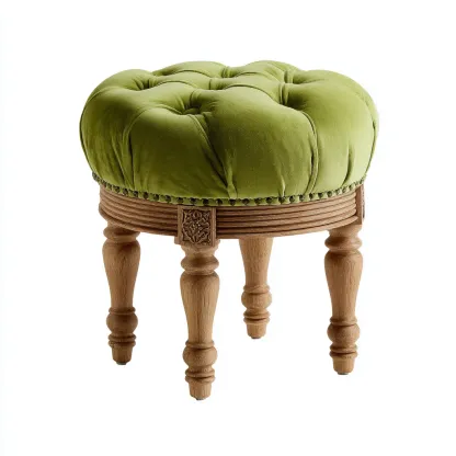 Pouf velluto 38x38x42 cm - verde - design classico-Domainene
