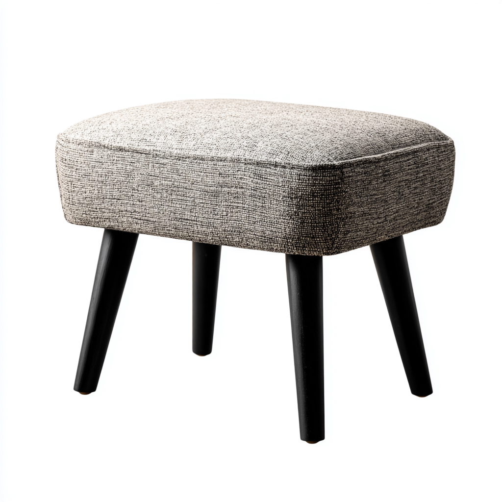 Pouf - tessuto-legno 38x30x45 cm - grigio-nero - per soggiorno - design moderno-Domainene