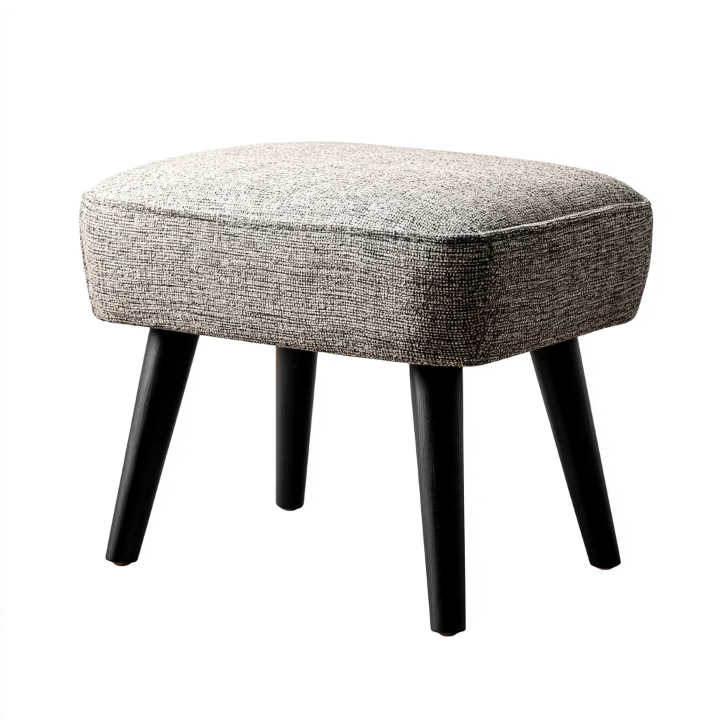 Pouf - tessuto-legno 38x30x45 cm - grigio-nero - per soggiorno - design moderno-Domainene