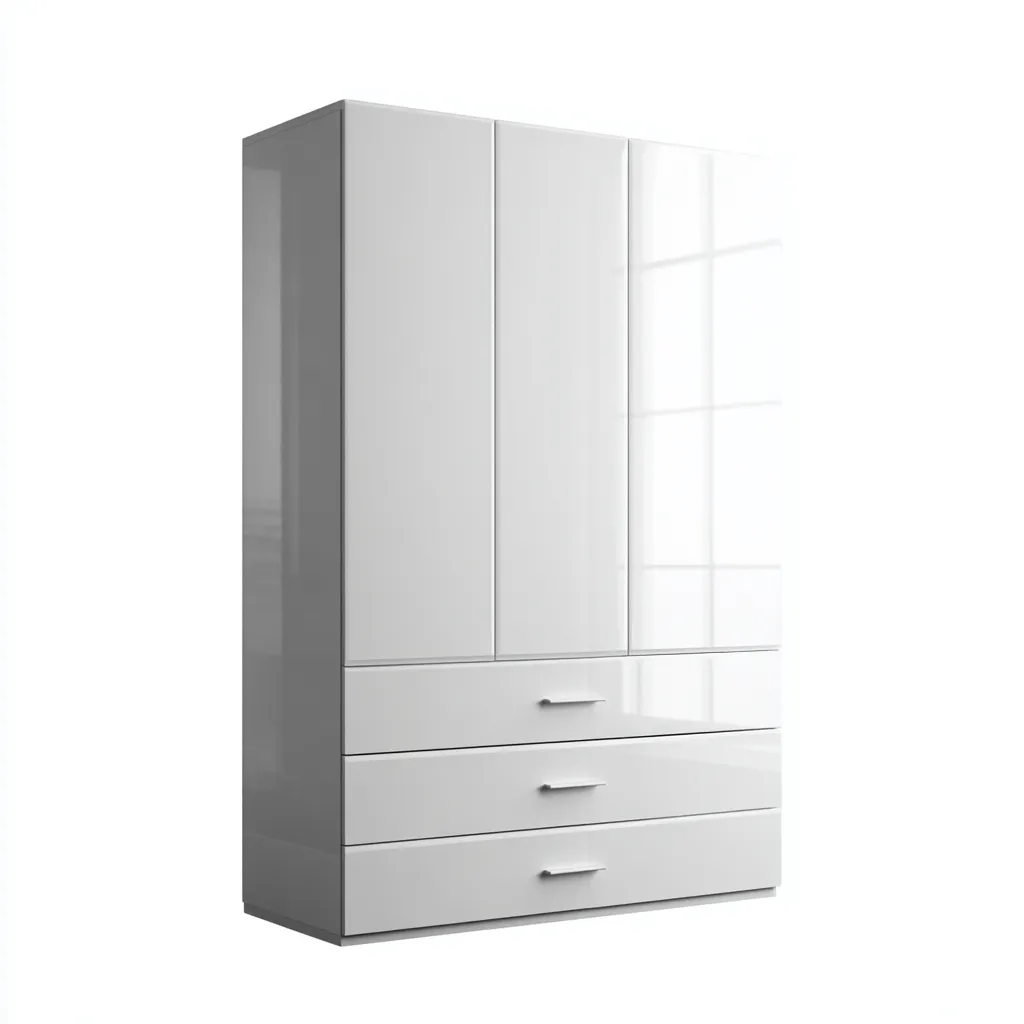 Armadio pannelli lucidi 160x60x210 cm - bianco - design moderno-Domainene