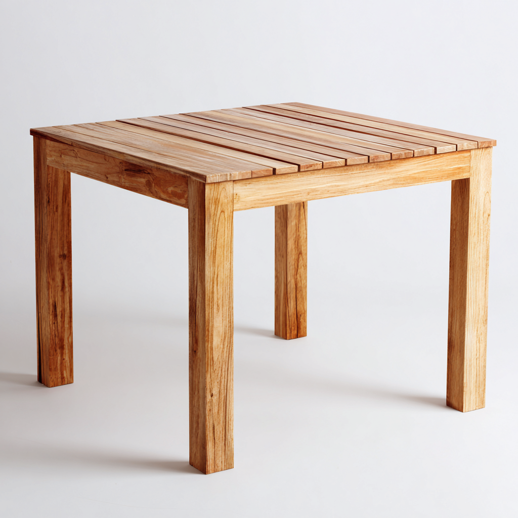 Tavolo da giardino in legno massiccio 90x90x75 cm - marrone - design naturale per esterni-Domainene