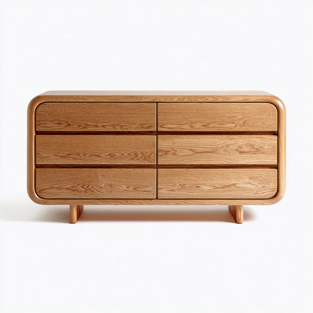 Cassettiera in legno massello con 6 cassetti 120x45x80 cm - colore legno naturale - design moderno-Domainene