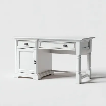 Scrivania 130x60x78 cm - bianco - stile classico-Domainene