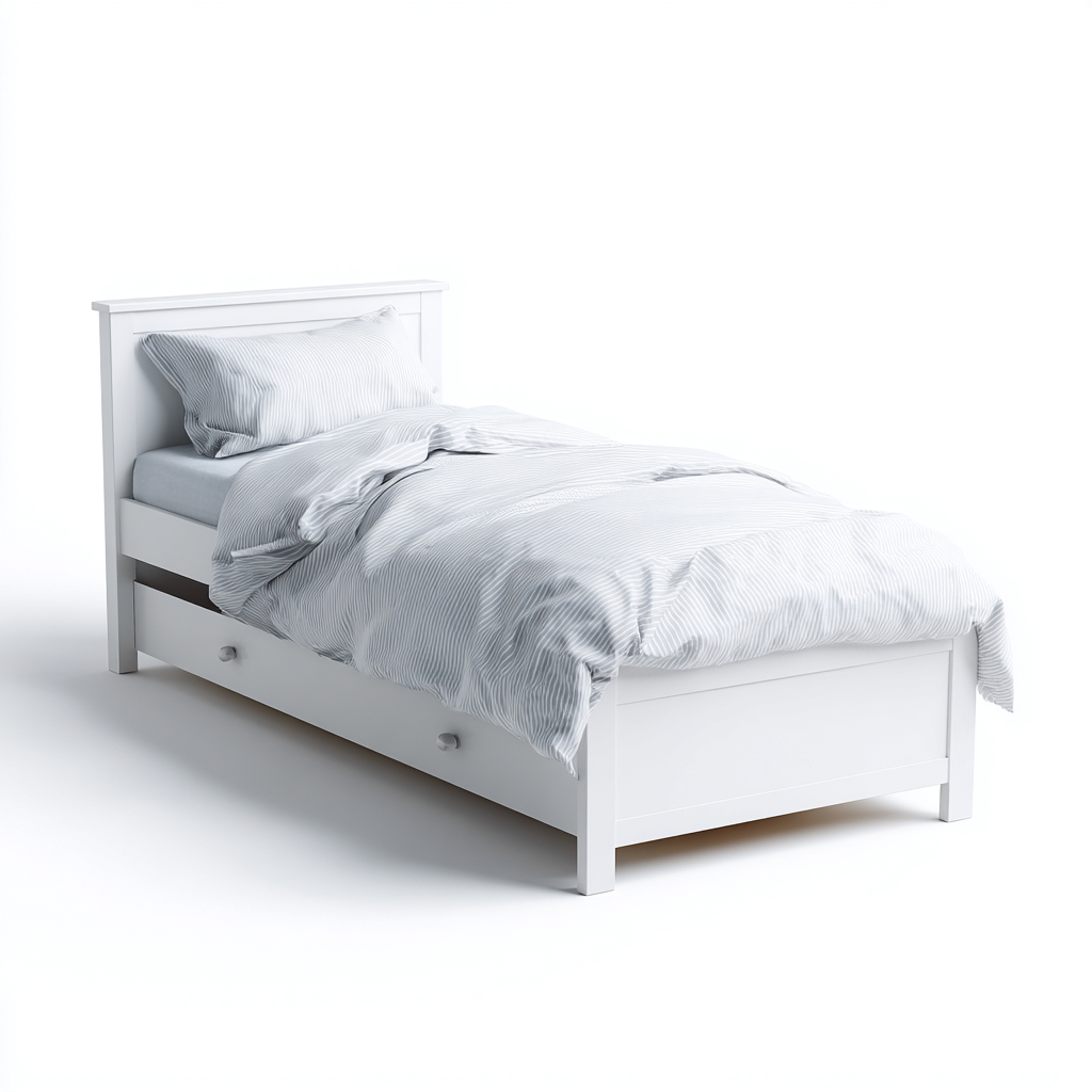 Letto singolo legno 200x100x95 cm - bianco - design moderno-Domainene