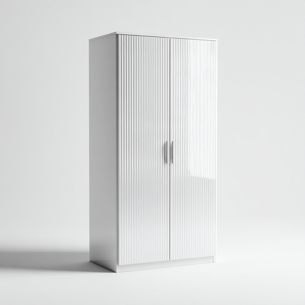 Armadio in legno con 2 ante 80x50x190 cm - bianco - design moderno per camera da letto-Domainene