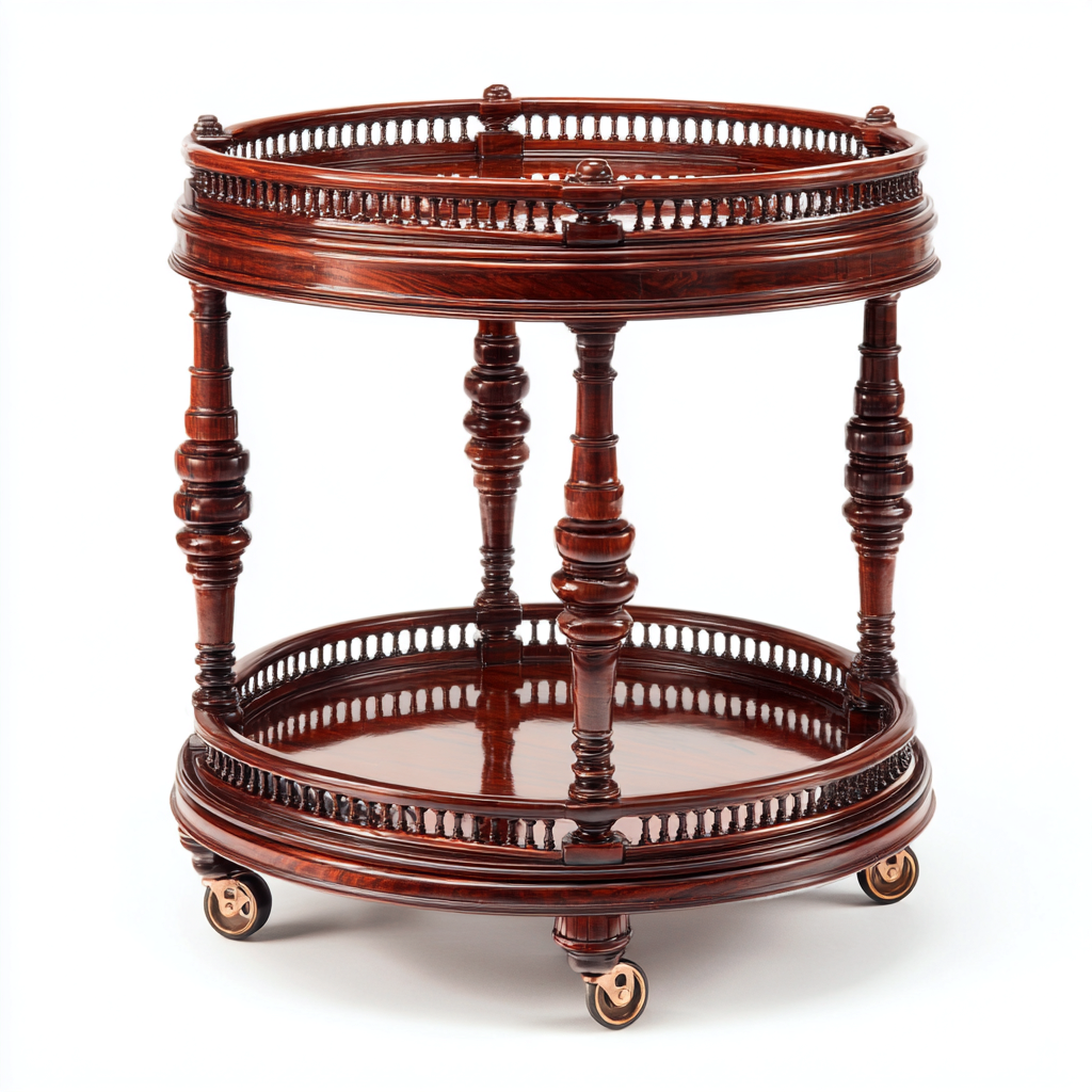 Carrello da cucina in legno massello 55x55x75 cm - marrone scuro - stile classico con ruote-Domainene