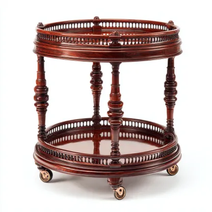 Carrello da cucina in legno massello 55x55x75 cm - marrone scuro - stile classico con ruote-Domainene