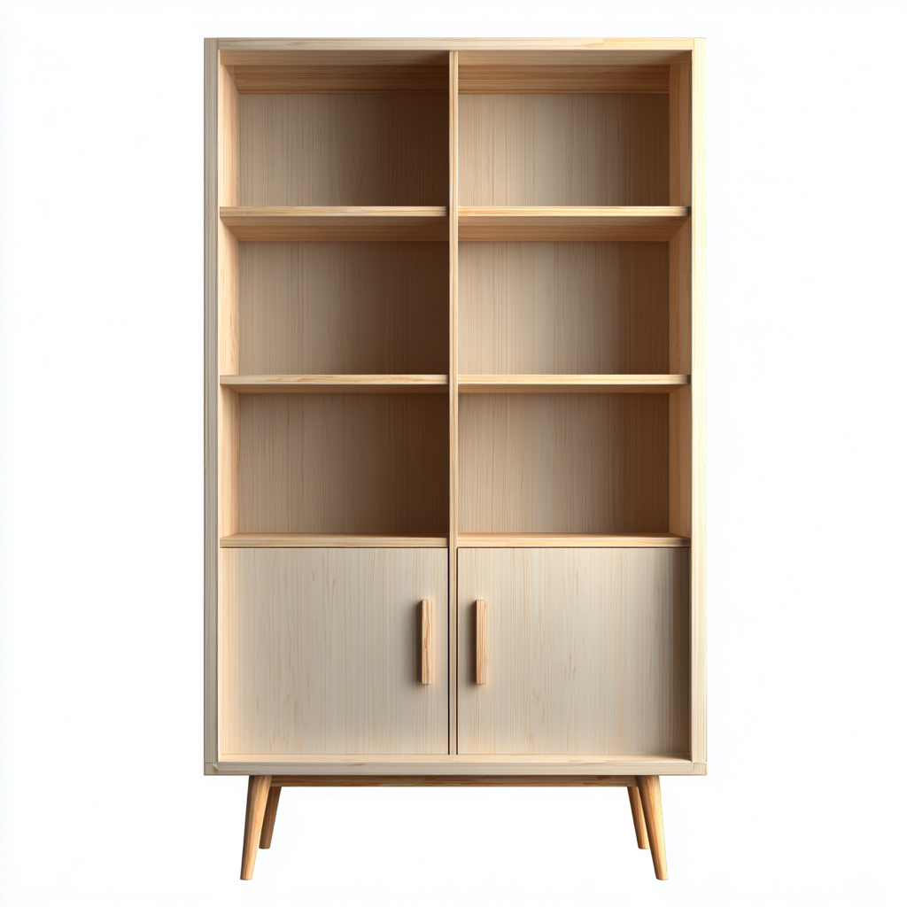 Libreria legno 90x35x165 cm - naturale - design moderno-Domainene