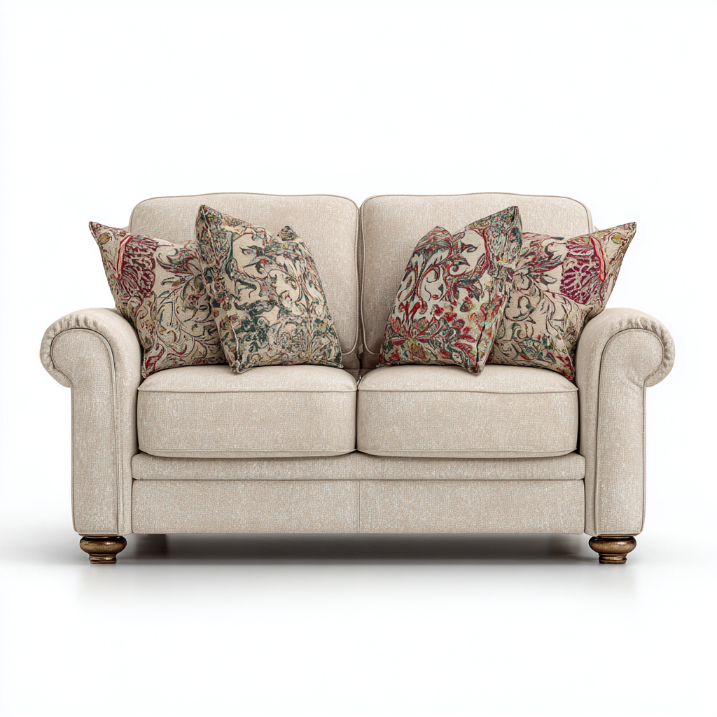 Divano lineare in tessuto 150x85x90 cm - beige - design classico per soggiorno-Domainene