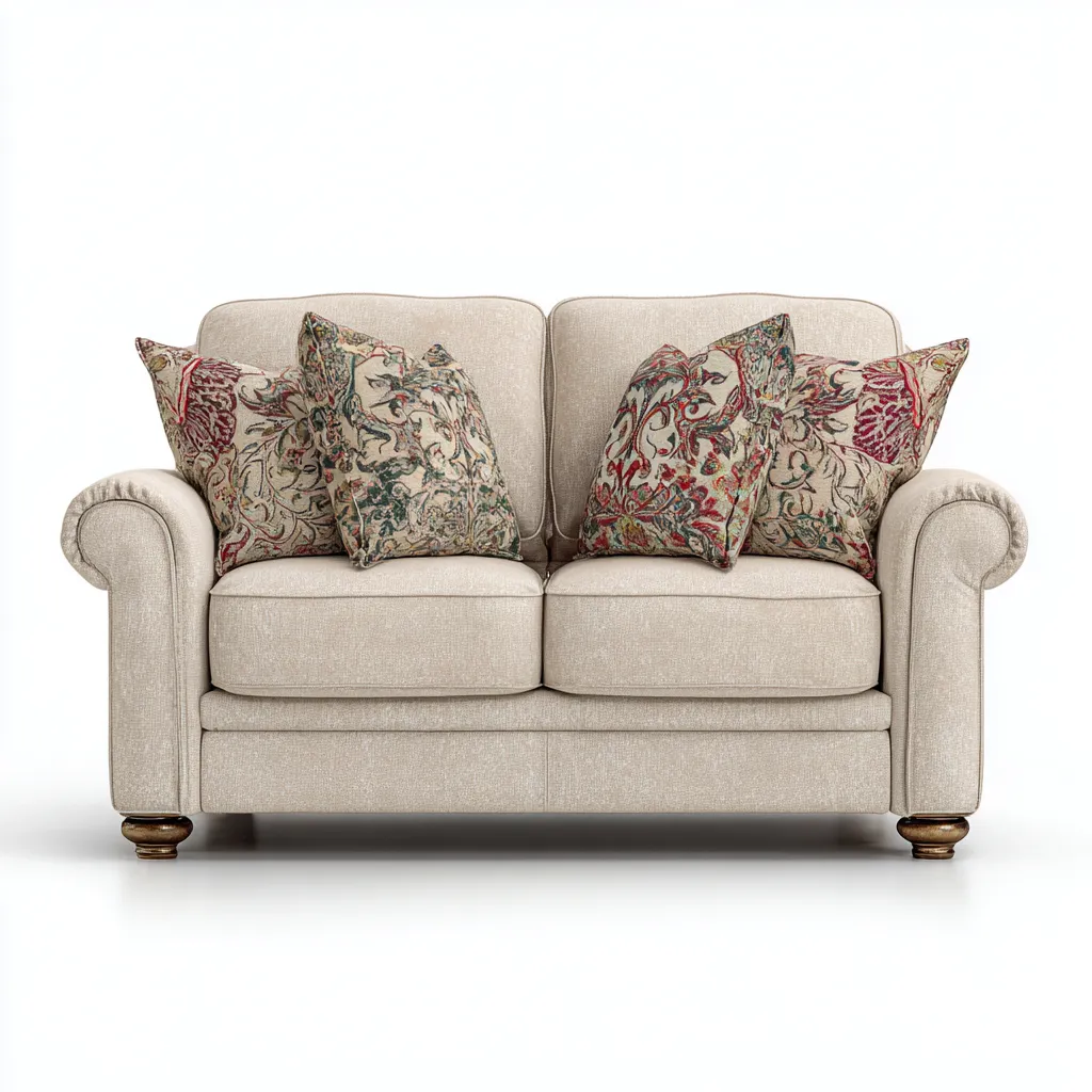 Divano lineare in tessuto 150x85x90 cm - beige - design classico per soggiorno-Domainene