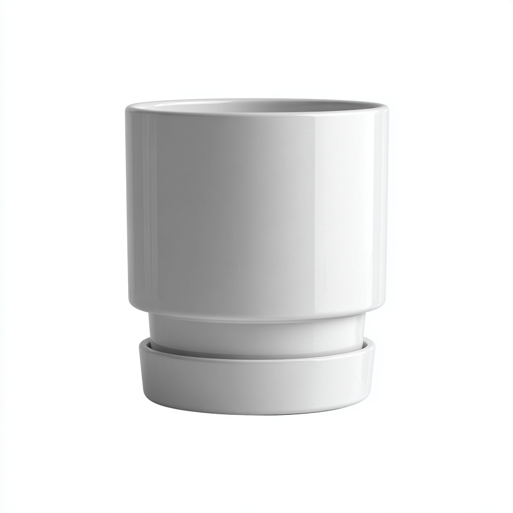 Vasi e supporti per piante in ceramica con sottovaso 18x18x20 cm - bianco - design moderno - adatto per interni ed esterni-Domainene