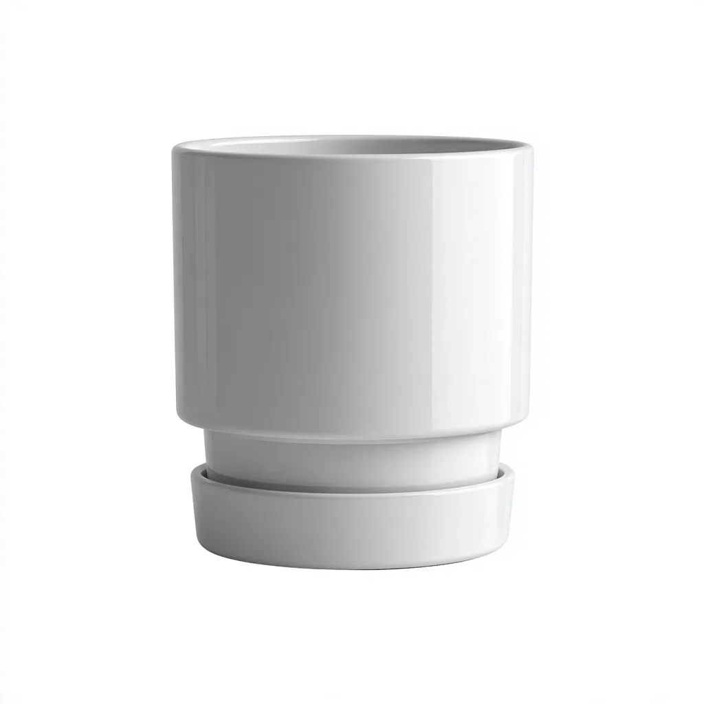 Vasi e supporti per piante in ceramica con sottovaso 18x18x20 cm - bianco - design moderno - adatto per interni ed esterni-Domainene