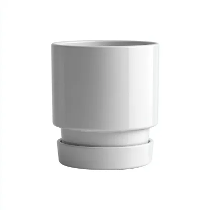 Vasi e supporti per piante in ceramica con sottovaso 18x18x20 cm - bianco - design moderno - adatto per interni ed esterni-Domainene