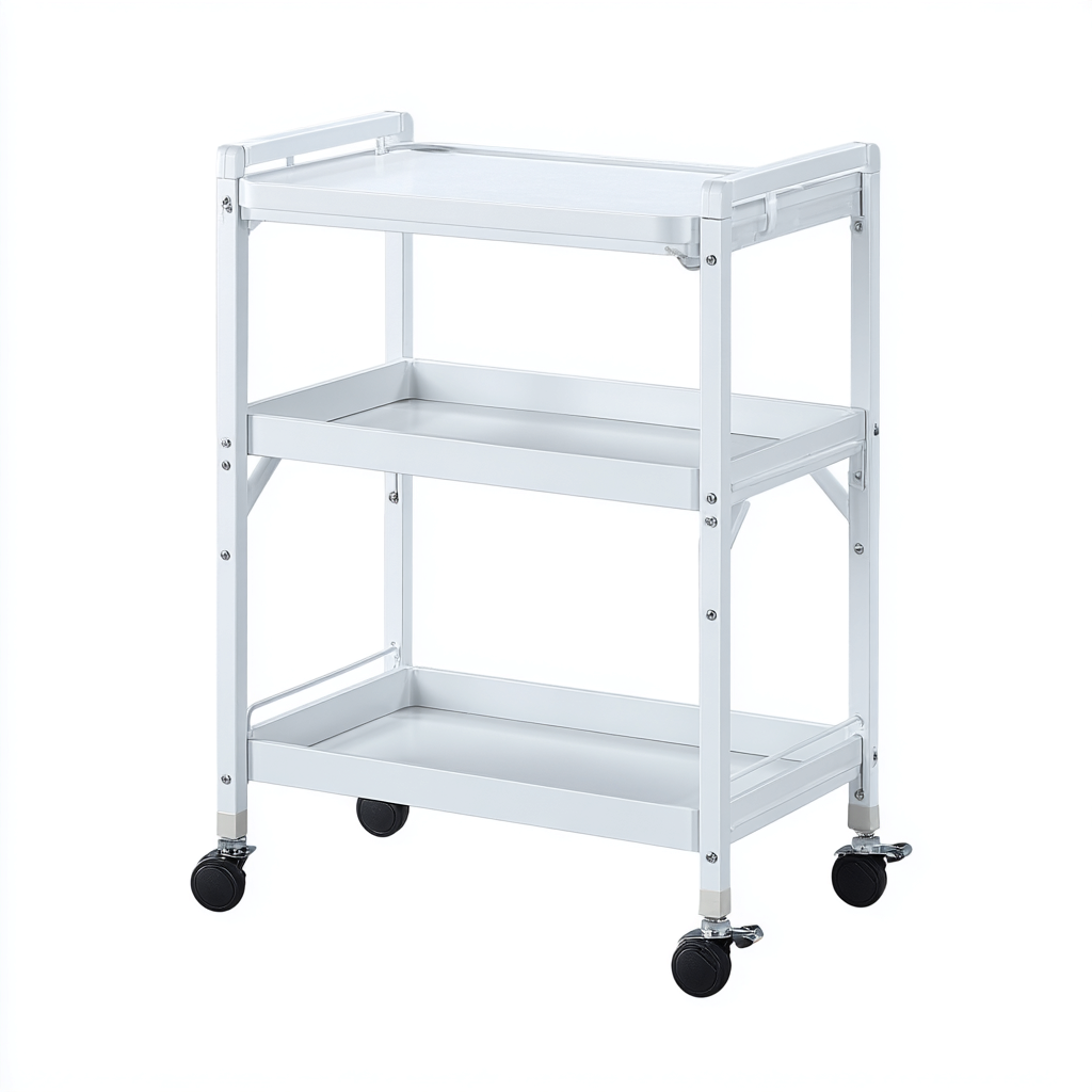 Carrello da cucina in metallo 45x30x75 cm - bianco - con 3 ripiani e ruote piroettanti - design pratico-Domainene