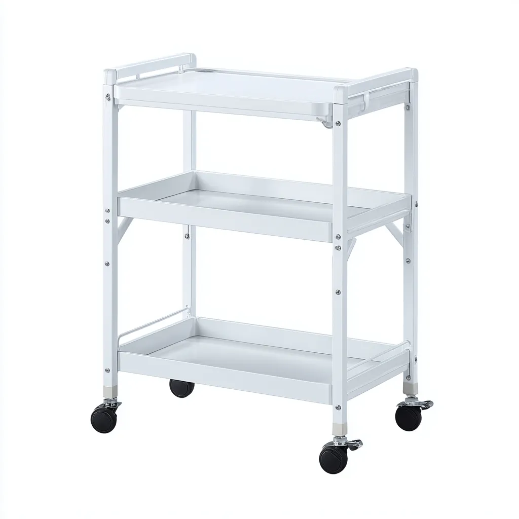 Carrello da cucina in metallo 45x30x75 cm - bianco - con 3 ripiani e ruote piroettanti - design pratico-Domainene