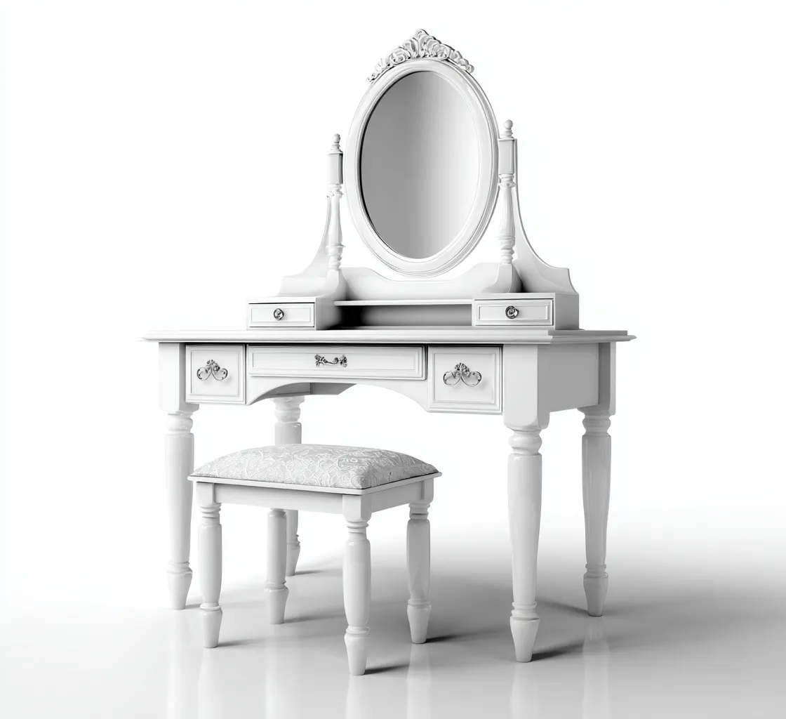 Toeletta legno 110x45x150 cm - bianco - stile classico-Domainene