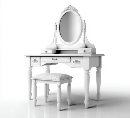 Toeletta legno 110x45x150 cm - bianco - stile classico-Domainene