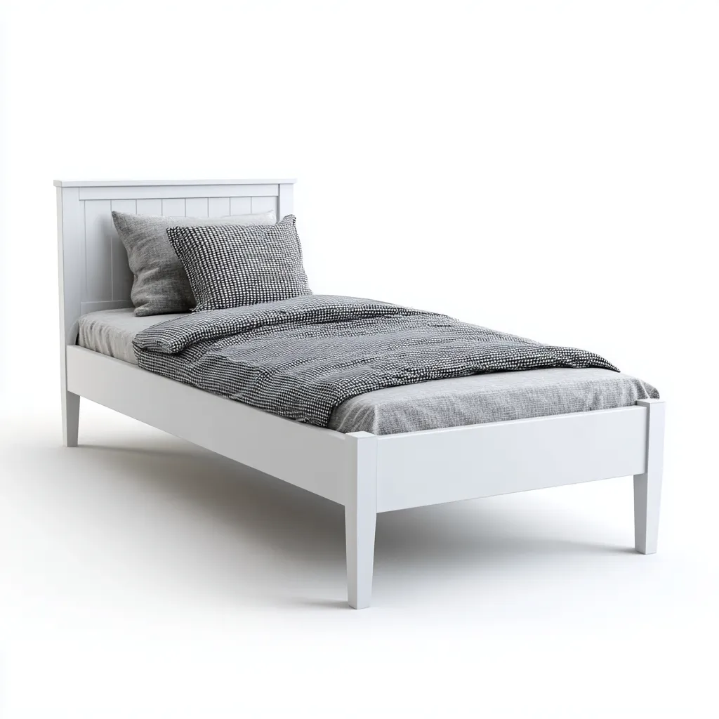 Letto singolo Legno 200x100x90 cm - Bianco - Design moderno-Domainene