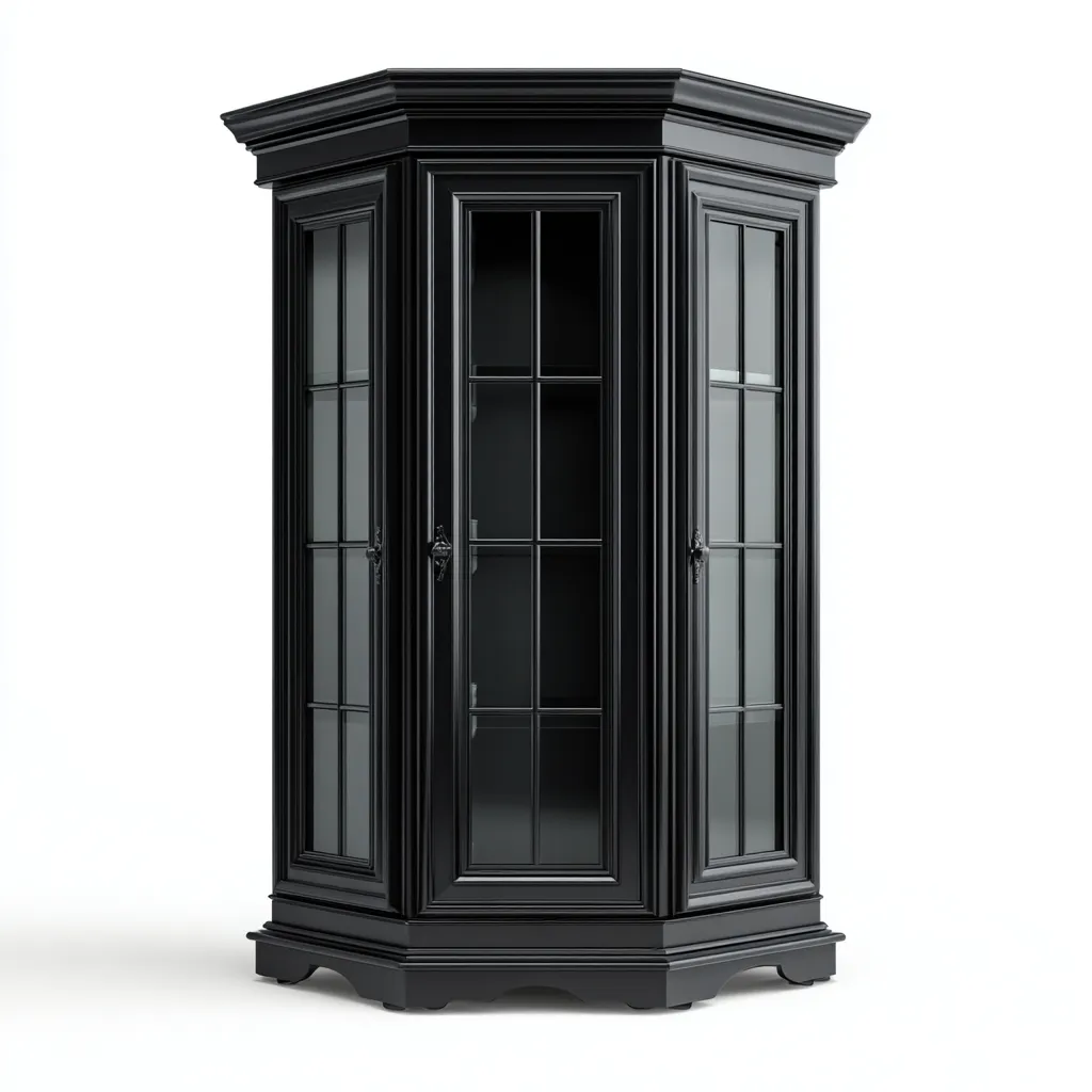 Vetrina legno e vetro 90x50x190 cm - nero - design classico-Domainene