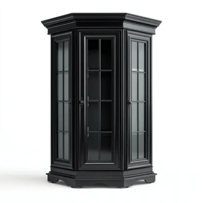 Vetrina legno e vetro 90x50x190 cm - nero - design classico-Domainene