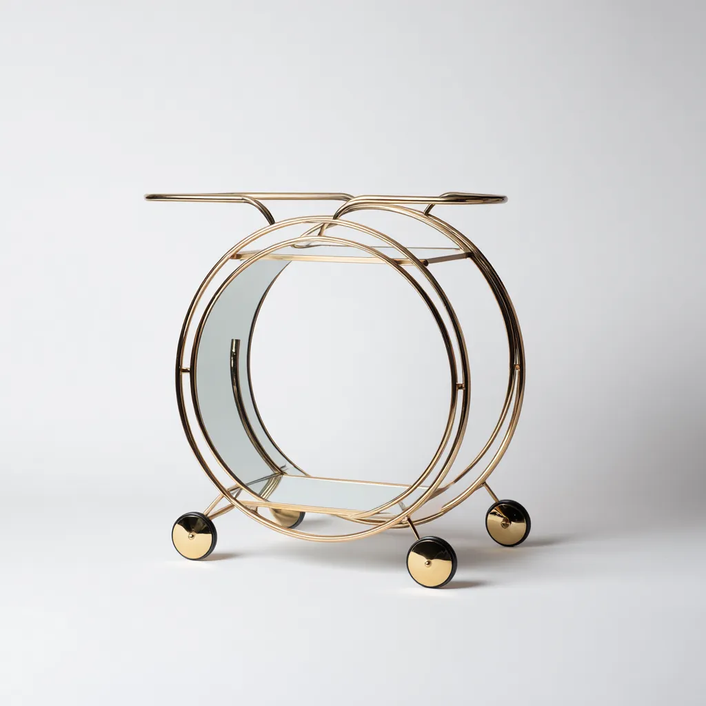 Carrello da cucina in metallo e vetro 70x40x80 cm - oro-trasparente - design moderno con ruote-Domainene